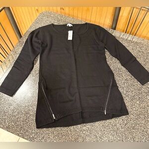 New York & Company Knit Tunic Sweater with Zipper Accents